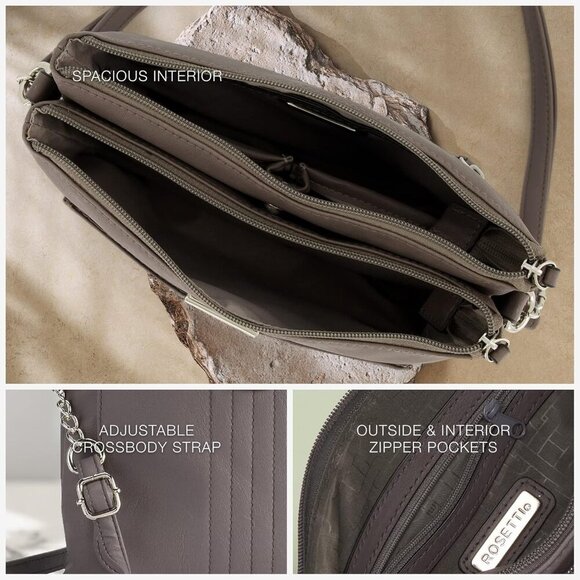 Women's Faux Leather Crossbody Bag with Adjustable Strap and Multiple Pockets - Picture 6 of 6